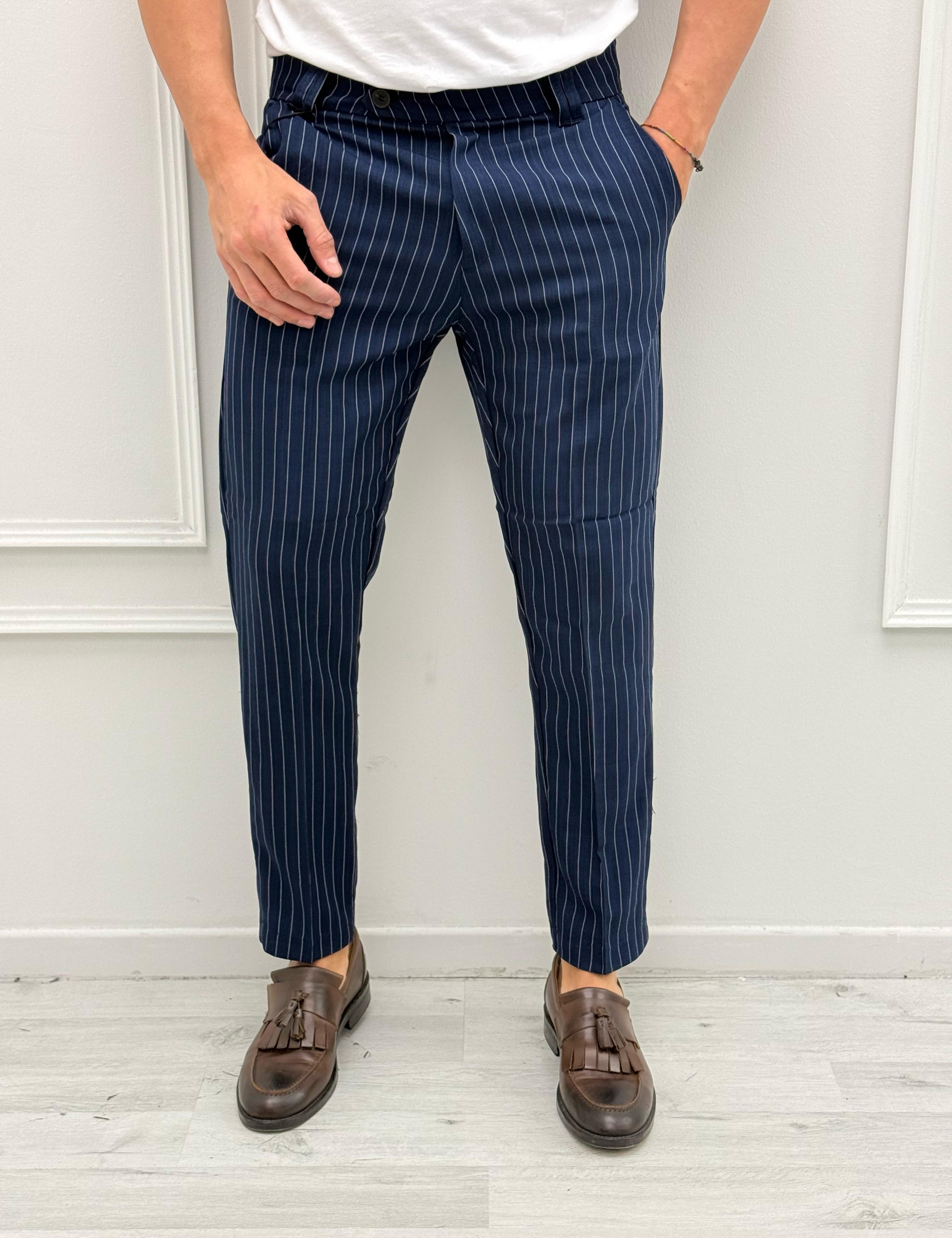 PANTALONE GESSATO TASCHE DIETRO