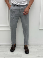 PANTALONE GESSATO TASCHE DIETRO