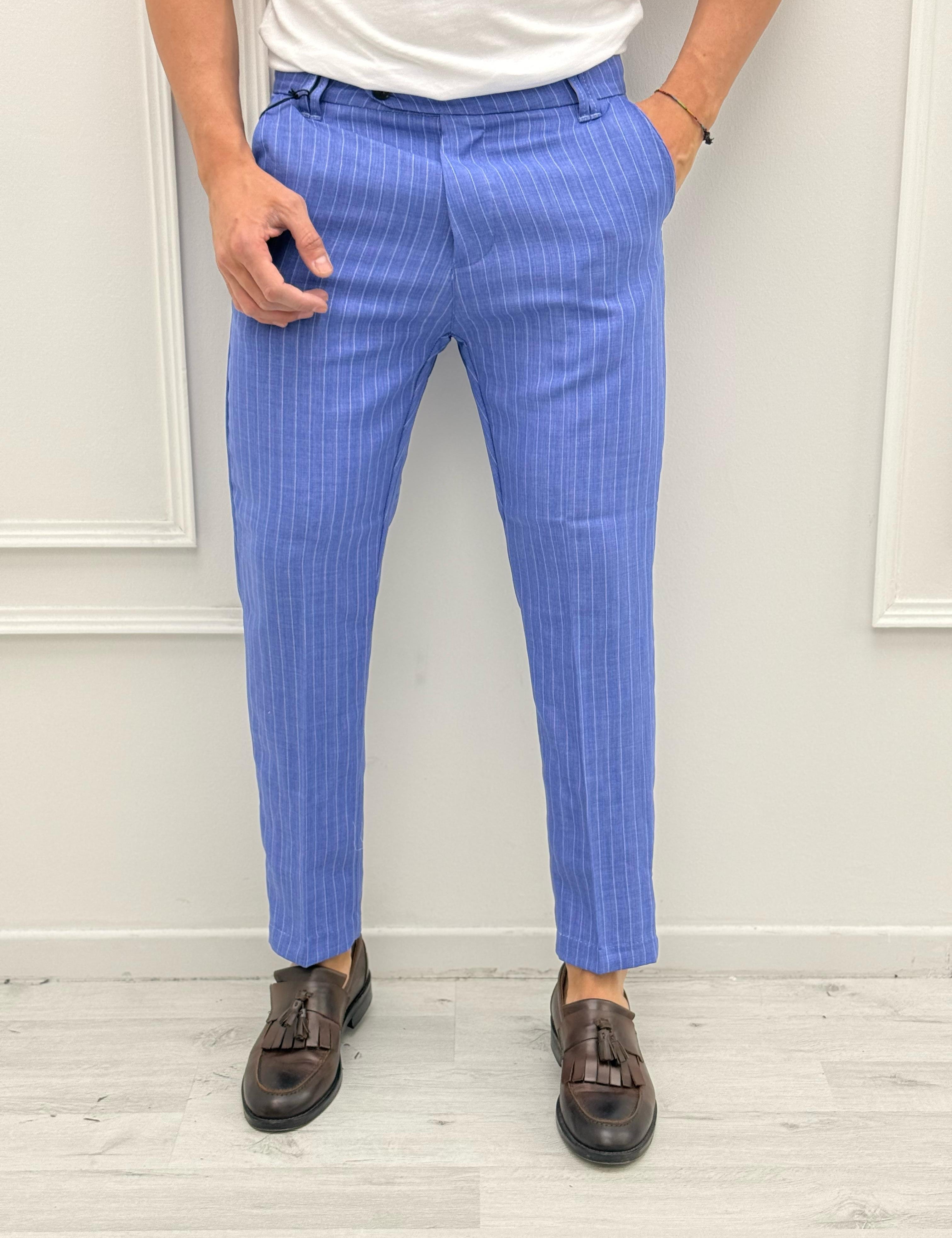 PANTALONE GESSATO TASCHE DIETRO