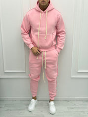 TUTA FELPATA RILIEVO - Colore bianco e rosa