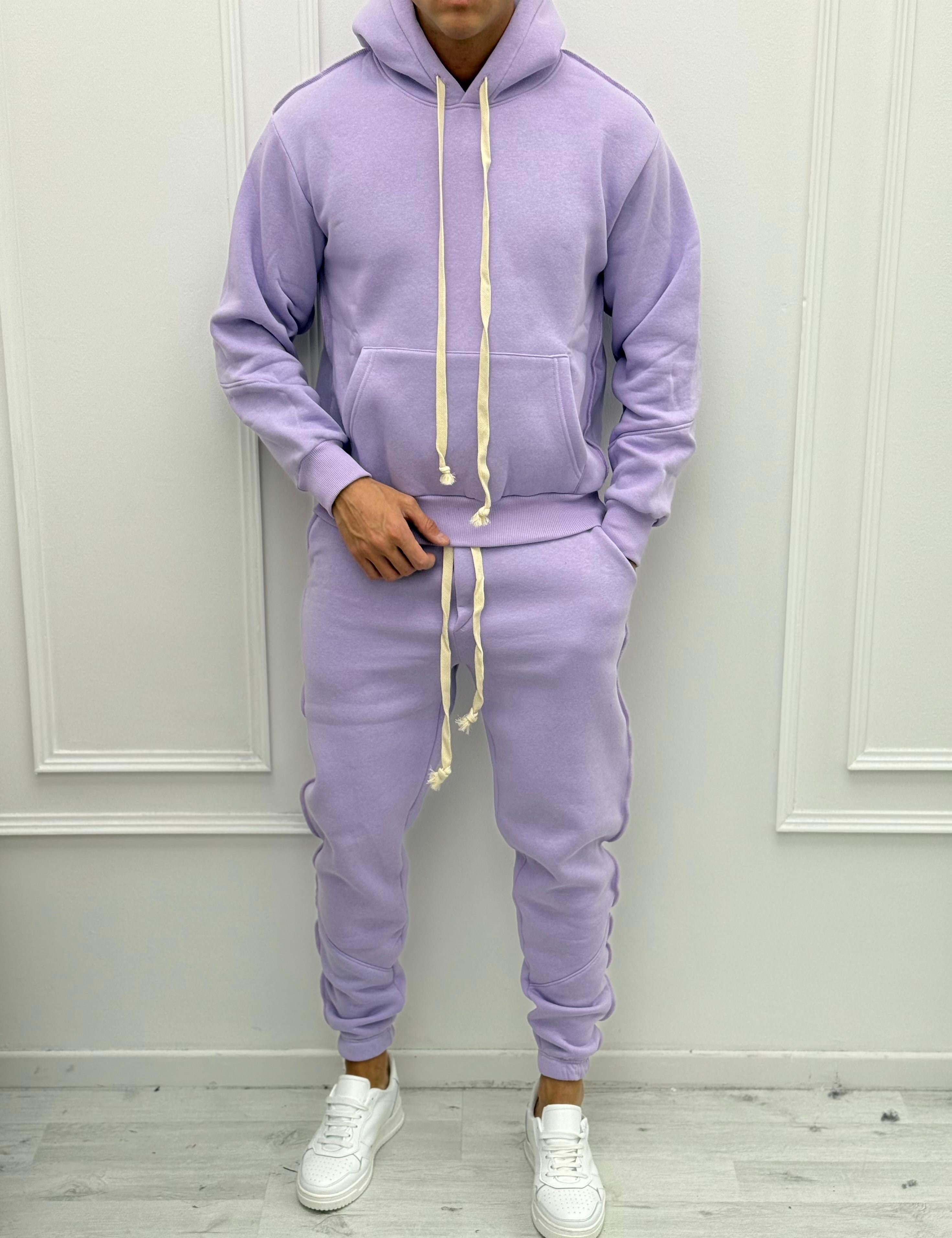 TUTA FELPATA RILIEVO - Colore bianco e rosa