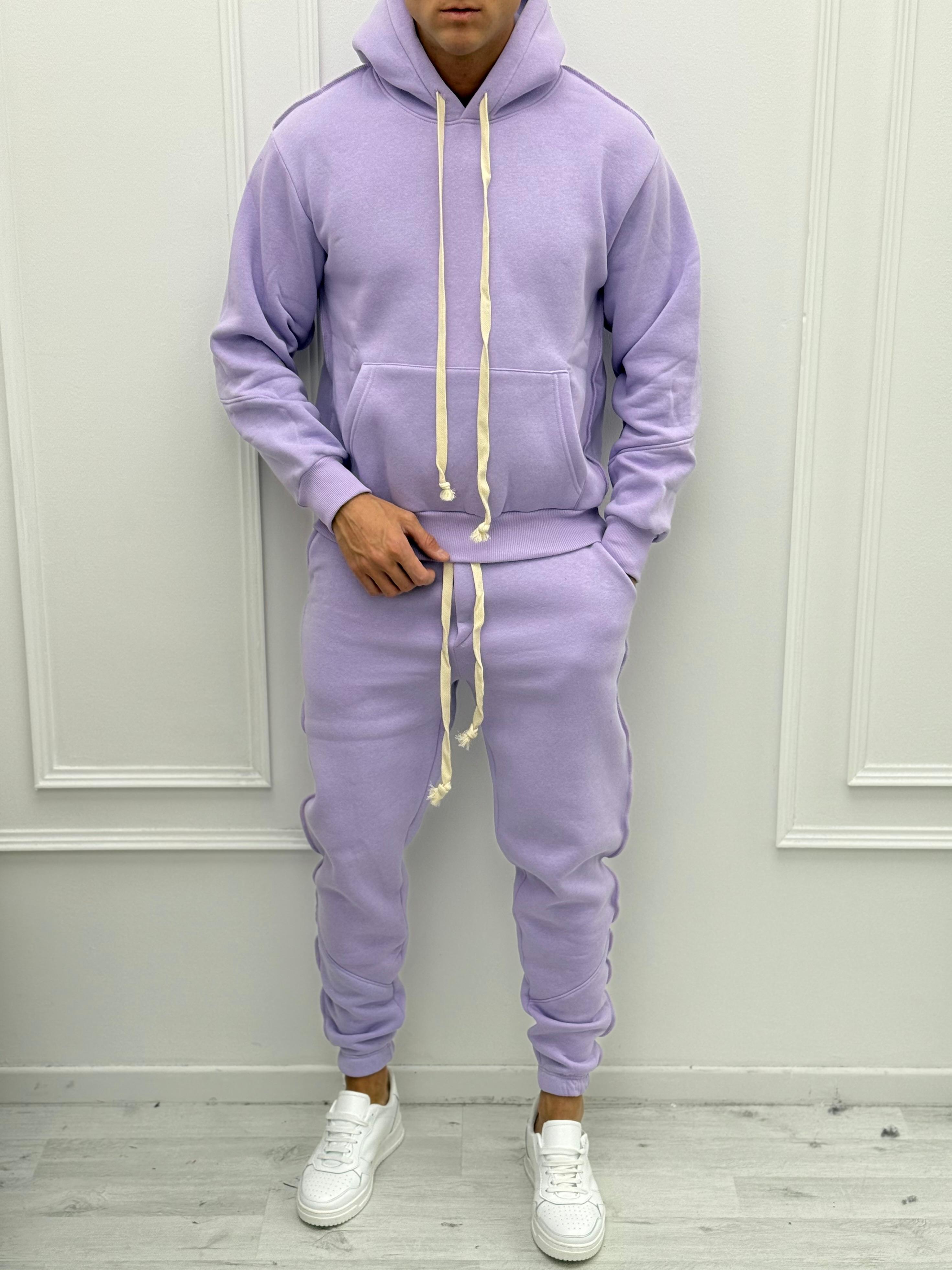 TUTA FELPATA RILIEVO - Colore bianco e rosa