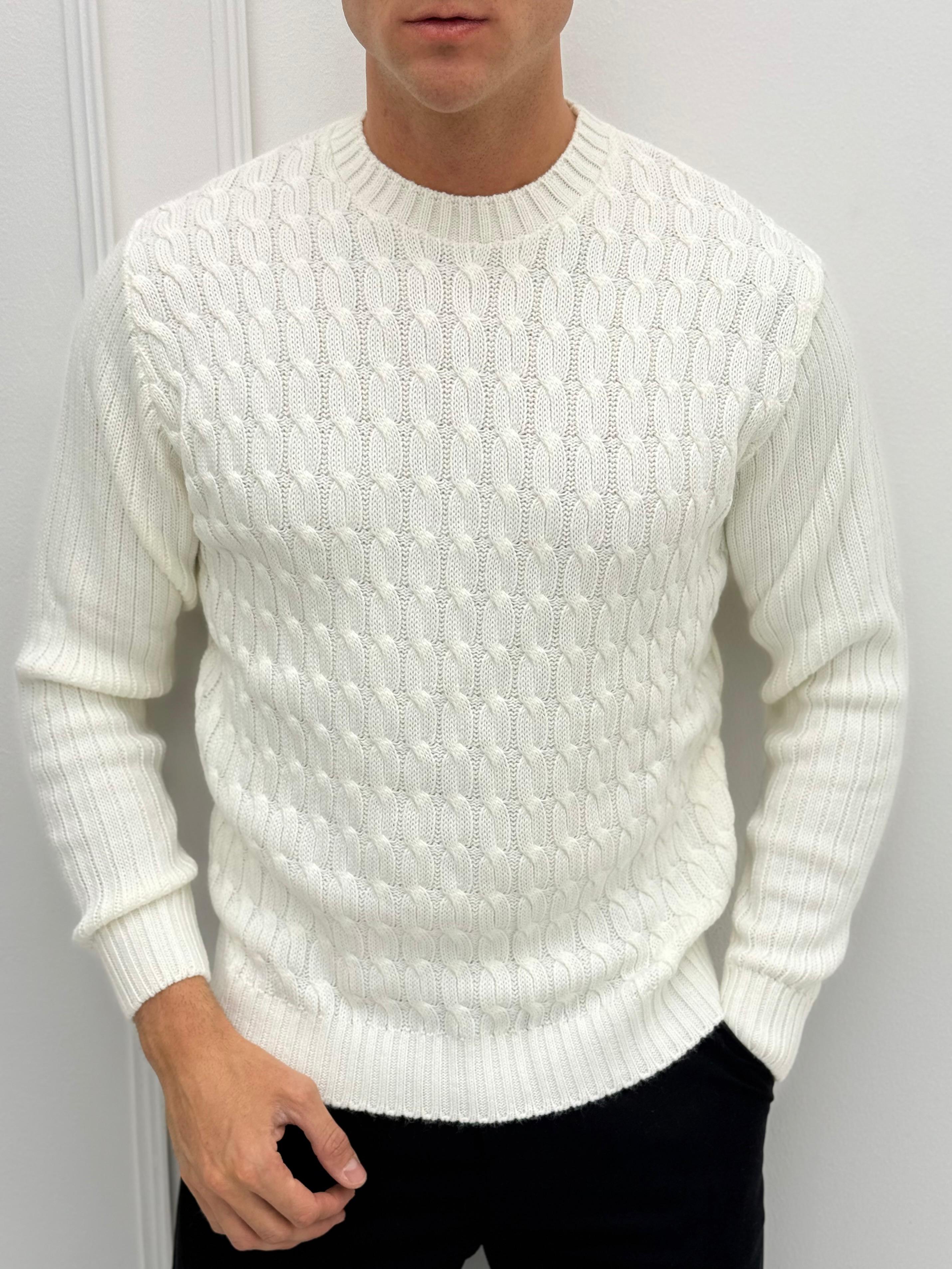 MAGLIONE V10 TRECCIA- Tg. M bianco e XL Grigio