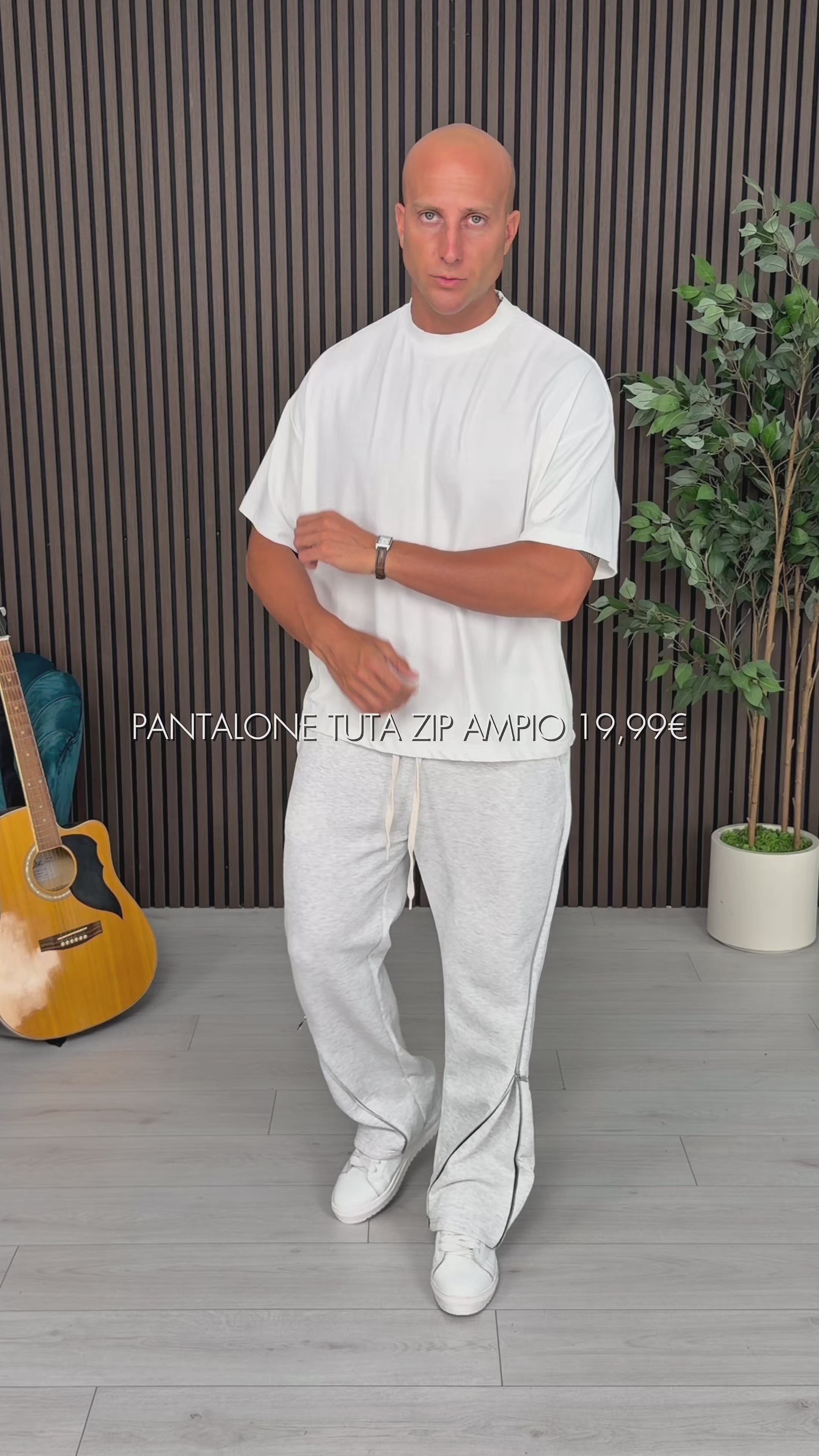 PANTALONE TUTA ZIP AMPIO FELPATO